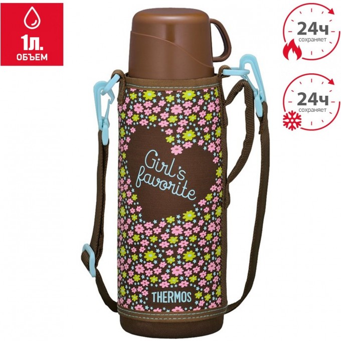 Термос THERMOS FFR-1004-WF 1л. коричневый с чехлом 699018